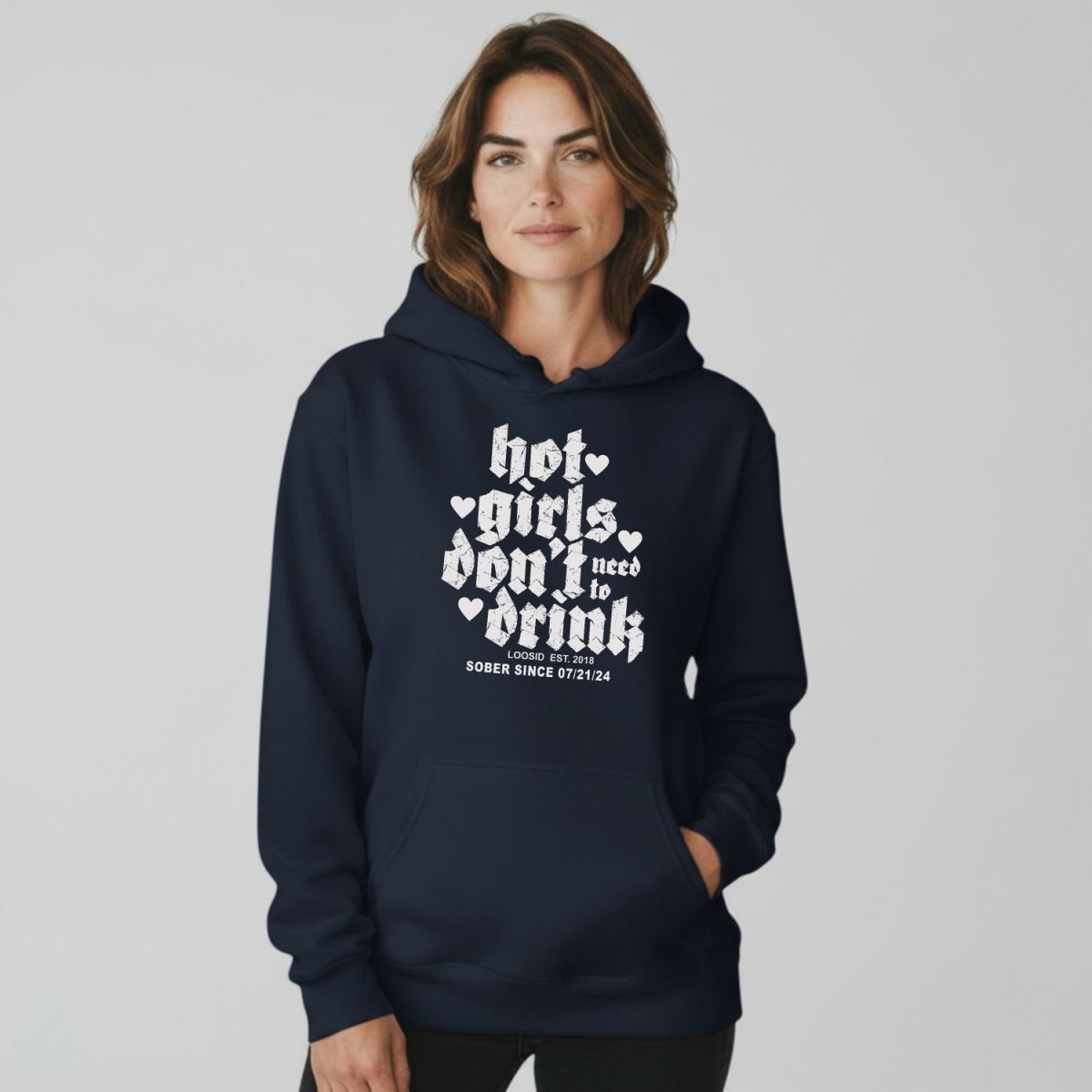 Hot Girls Don't Drink Recovery Hoodie graphic detail (view 14)