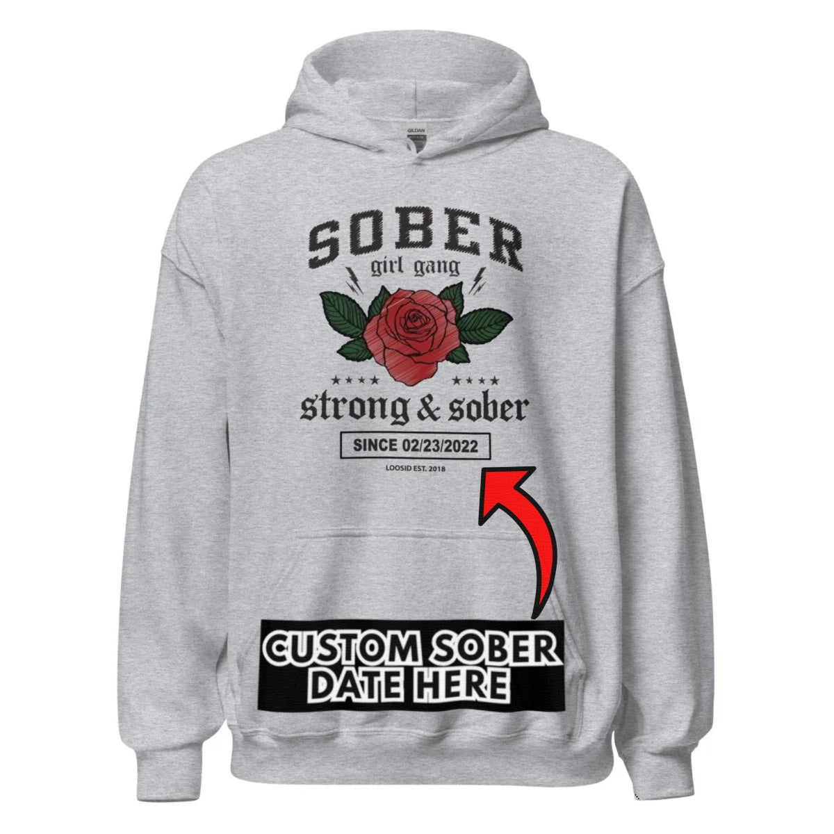 Sober Girl Gang Strong & Sober Crest Recovery Hoodie graphic detail (view 14)