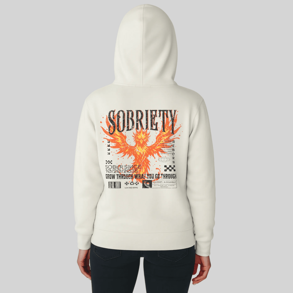Cream Phoenix Reborn Recovery Hoodie ULTRA Premium Garment Dyed Recovery Hoodie close-up view (view 2)