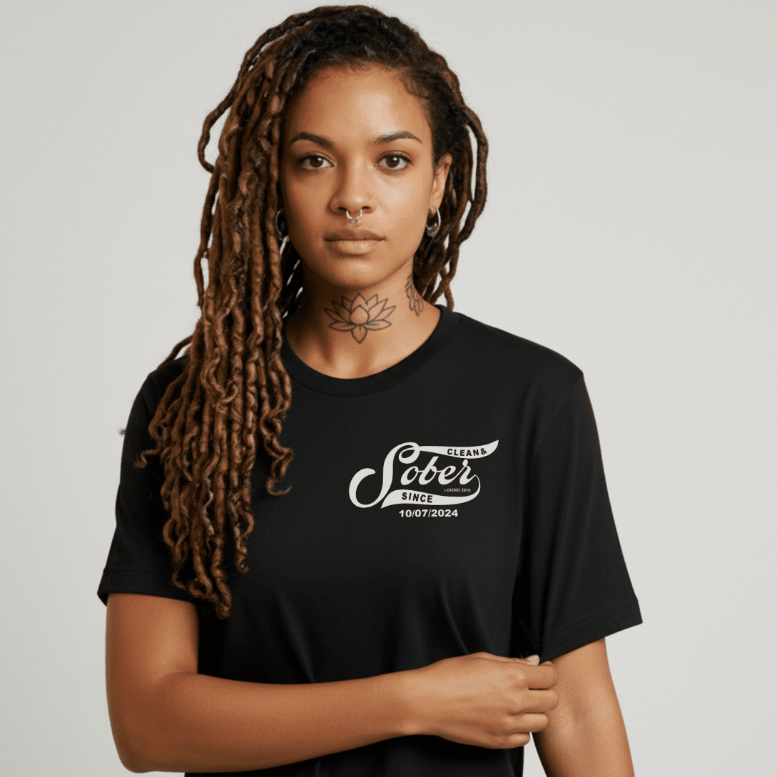 Loosid Sober Since Sober T Shirt featuring the design