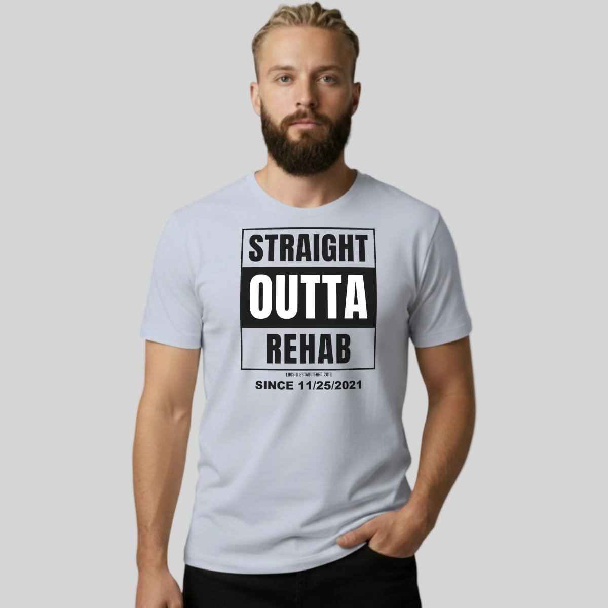 Straight Outta Rehab Sober T Shirt close-up view (view 22)