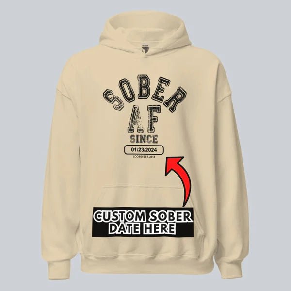 Sober AF Since Recovery Hoodie back view (view 37)