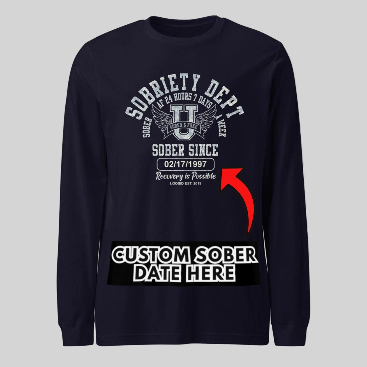 Sobriety Dept Long Sleeve Sober T Shirt packaging detail (view 8)