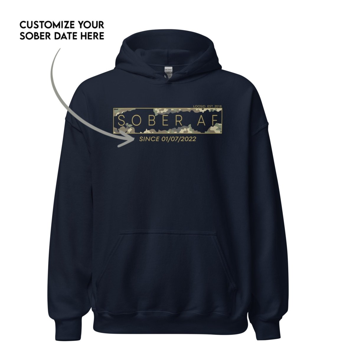 Recovery Hoodie | Men's Sober AF Camo Hoodie