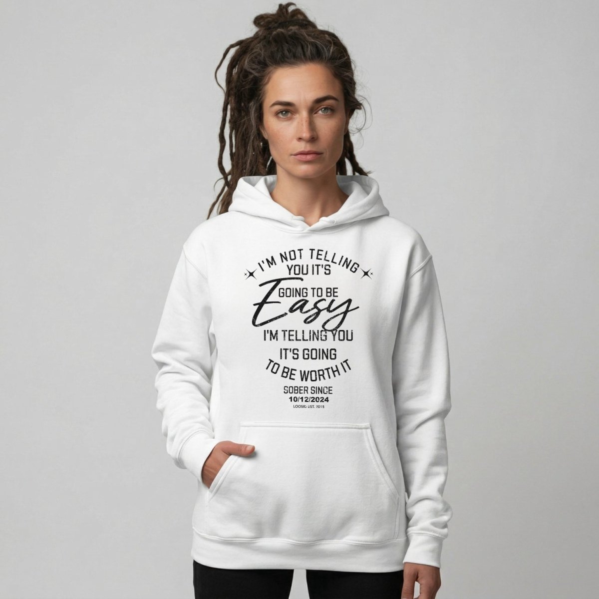 I'm Not Telling Your It's Easy Custom Sobriety Recovery Hoodie product photo (view 40)