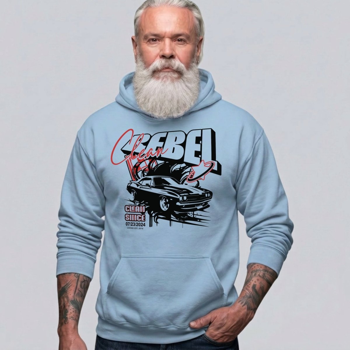 Clean Rebel Custom Recovery Date Recovery Hoodie flat lay styled image (view 13)