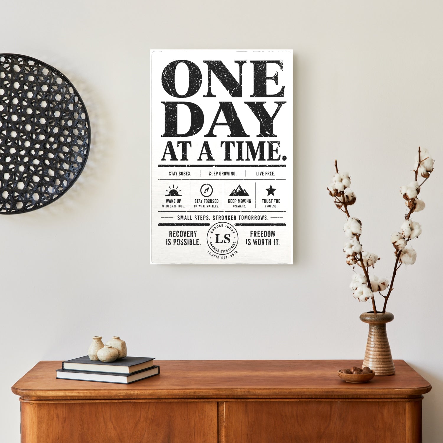 Sobriety Art | One Day At A Time Canvas Wall Art