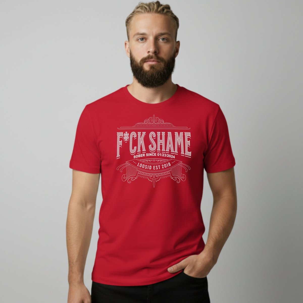 F*ck Shame Sober T Shirt side view (view 16)