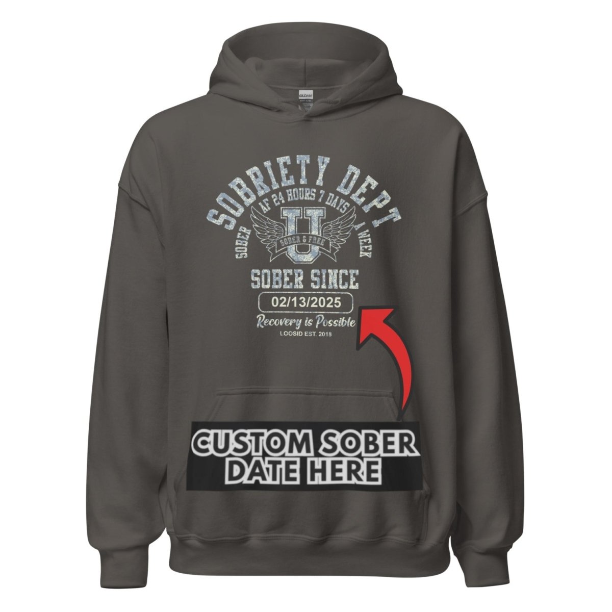 Sobriety Dept Recovery Hoodie back view (view 17)