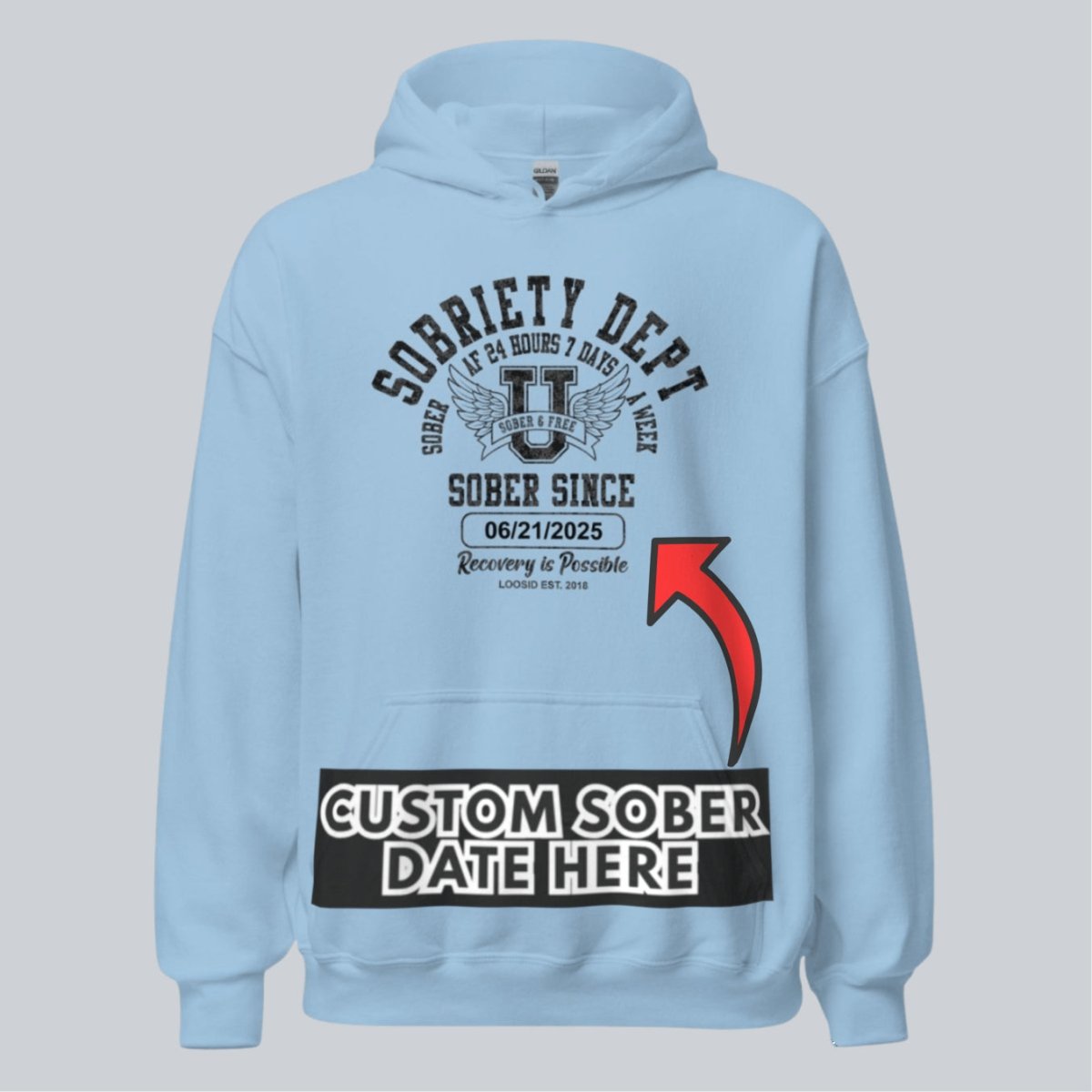 Sobriety Dept Recovery Hoodie featuring the design (view 41)