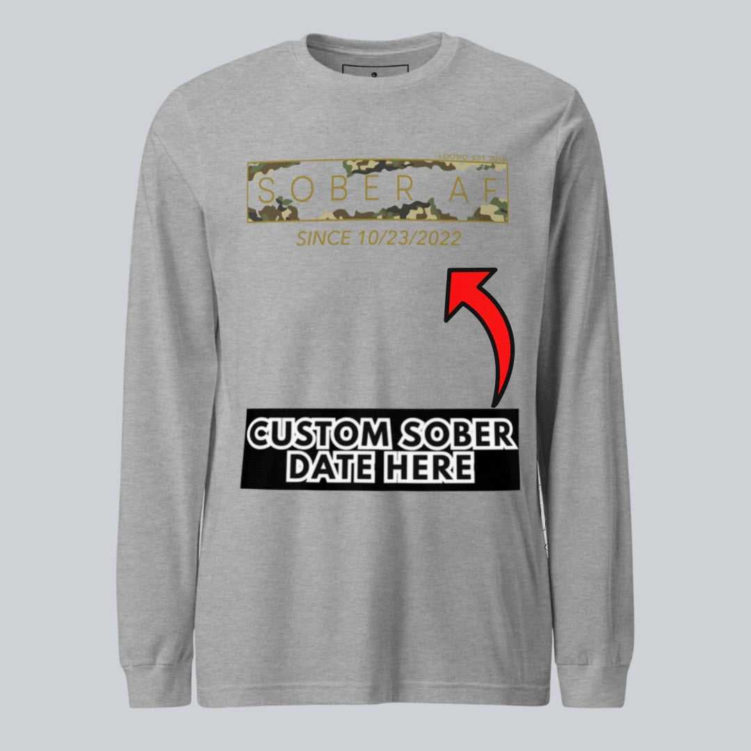 Sober AF Camo Long Sleeve Sober T Shirt fit detail (view 19)