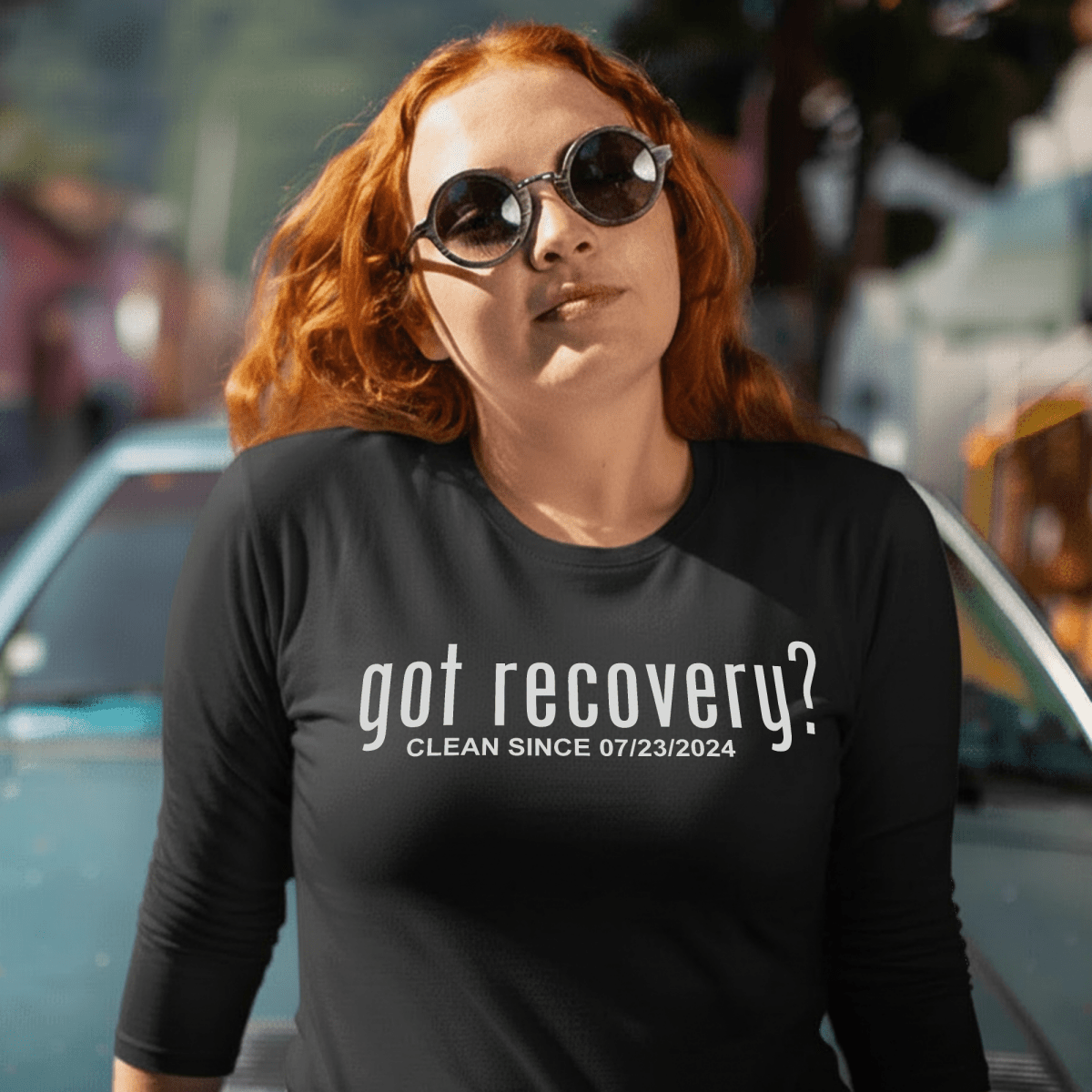 Long Sleeve Clean Sober T Shirt close-up view (view 2)