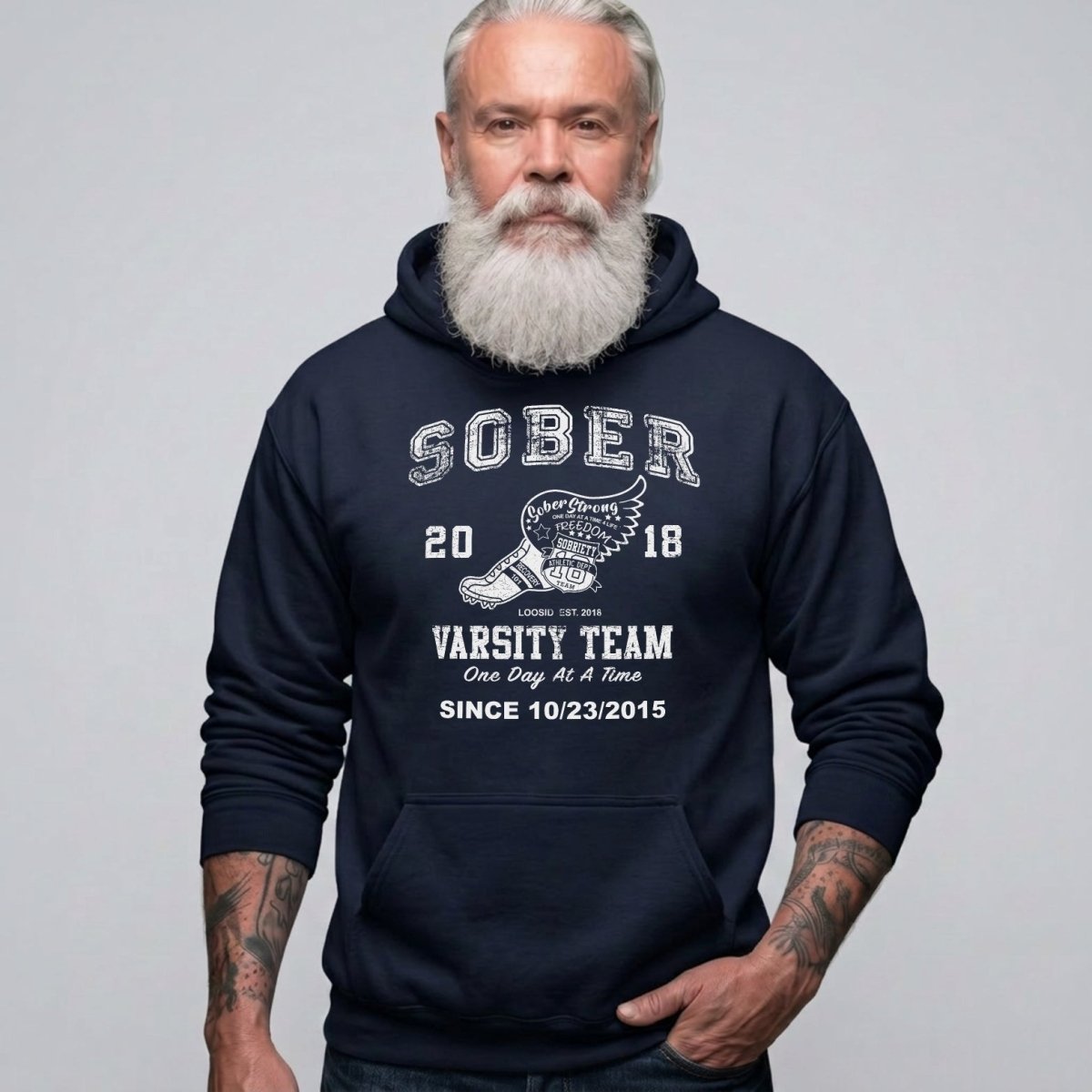 Sober Varsity Team Recovery Hoodie back view (view 17)