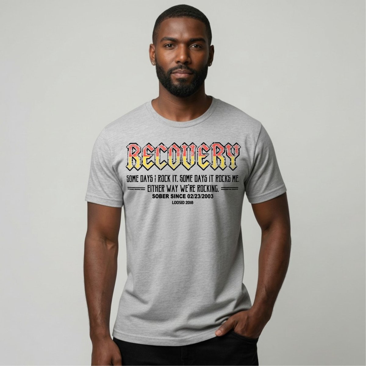Recovery Rock Sober T Shirt featuring the design (view 11)