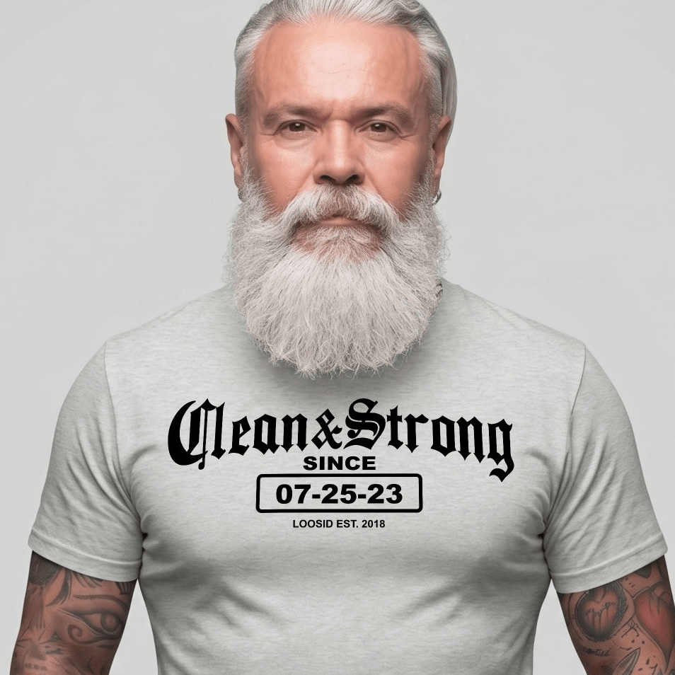 Recovery Date Men's Sobriety Sober T Shirt close-up view (view 12)