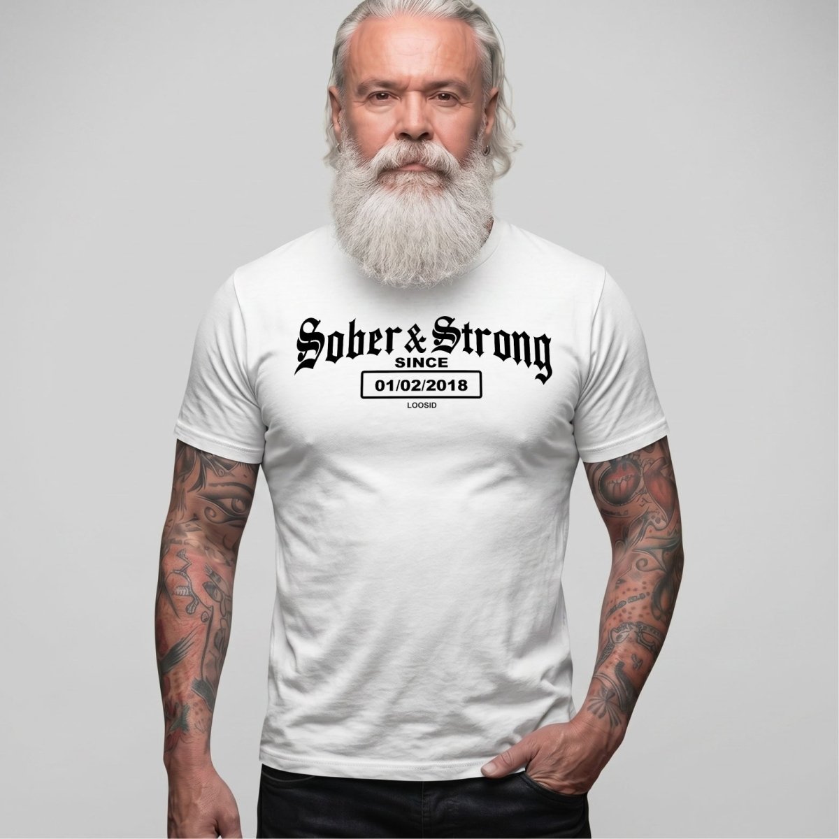 Old School Sober & Strong Sober T Shirt featuring the design (view 21)