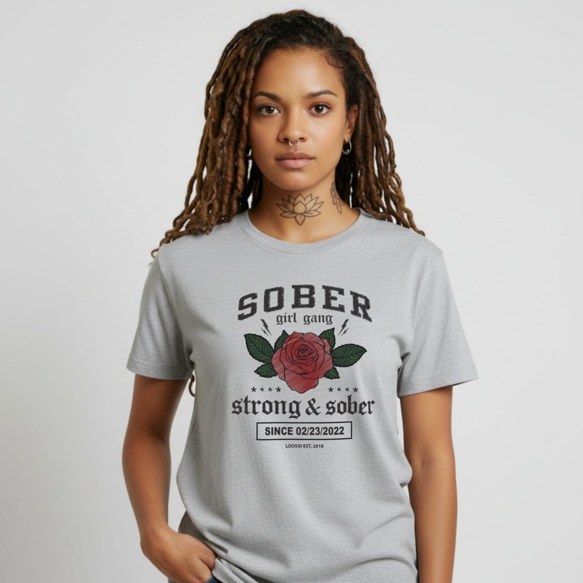 SOBER Girl Gang Strong & Sober Sober T Shirt close-up view (view 32)