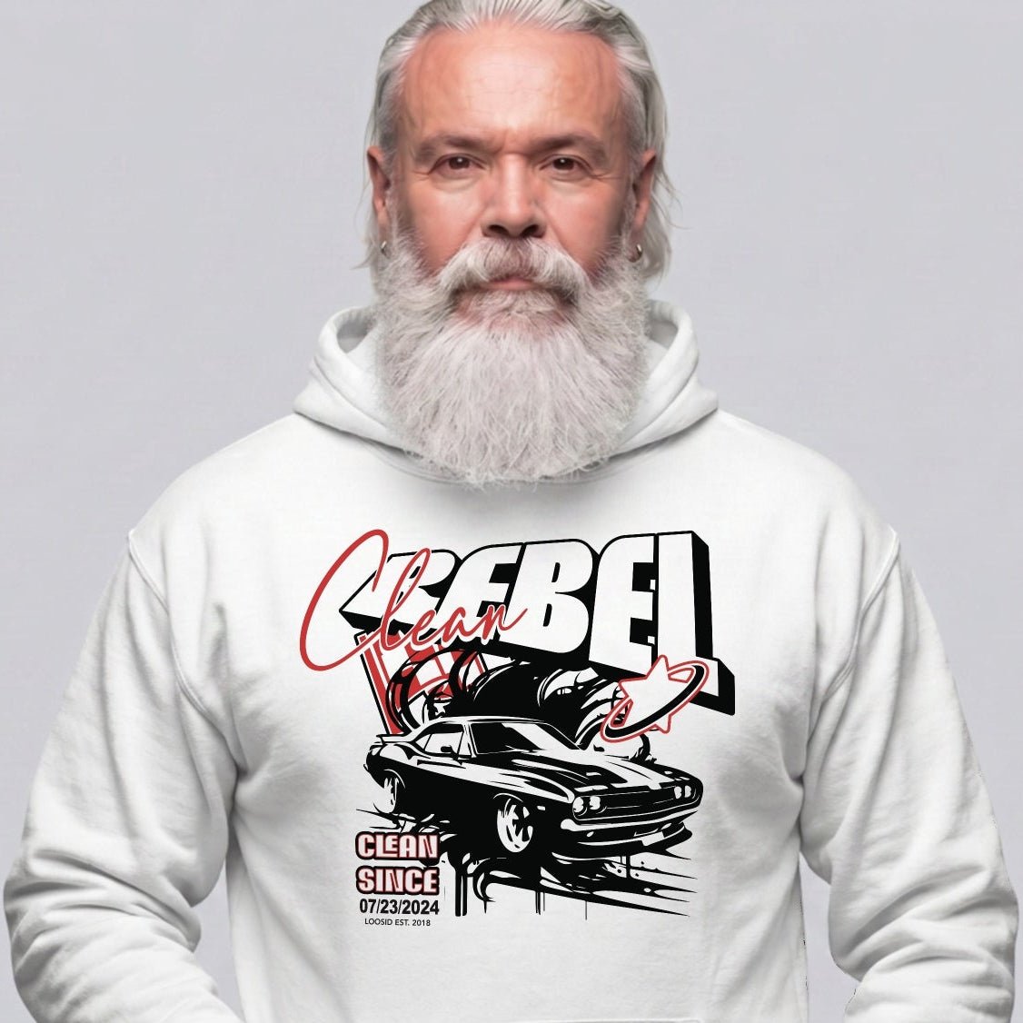 Loosid Clean Rebel Custom Recovery Date Recovery Hoodie featuring the design