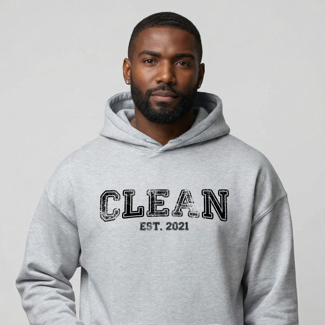 Clean Est. Hoodie w Personalized Recovery Year Recovery Hoodie packaging detail (view 18)