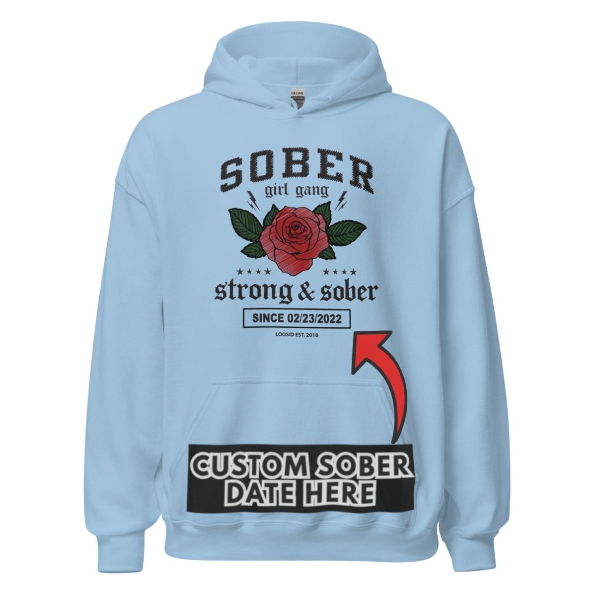 Sober Girl Gang Strong & Sober Crest Recovery Hoodie featuring the design (view 51)