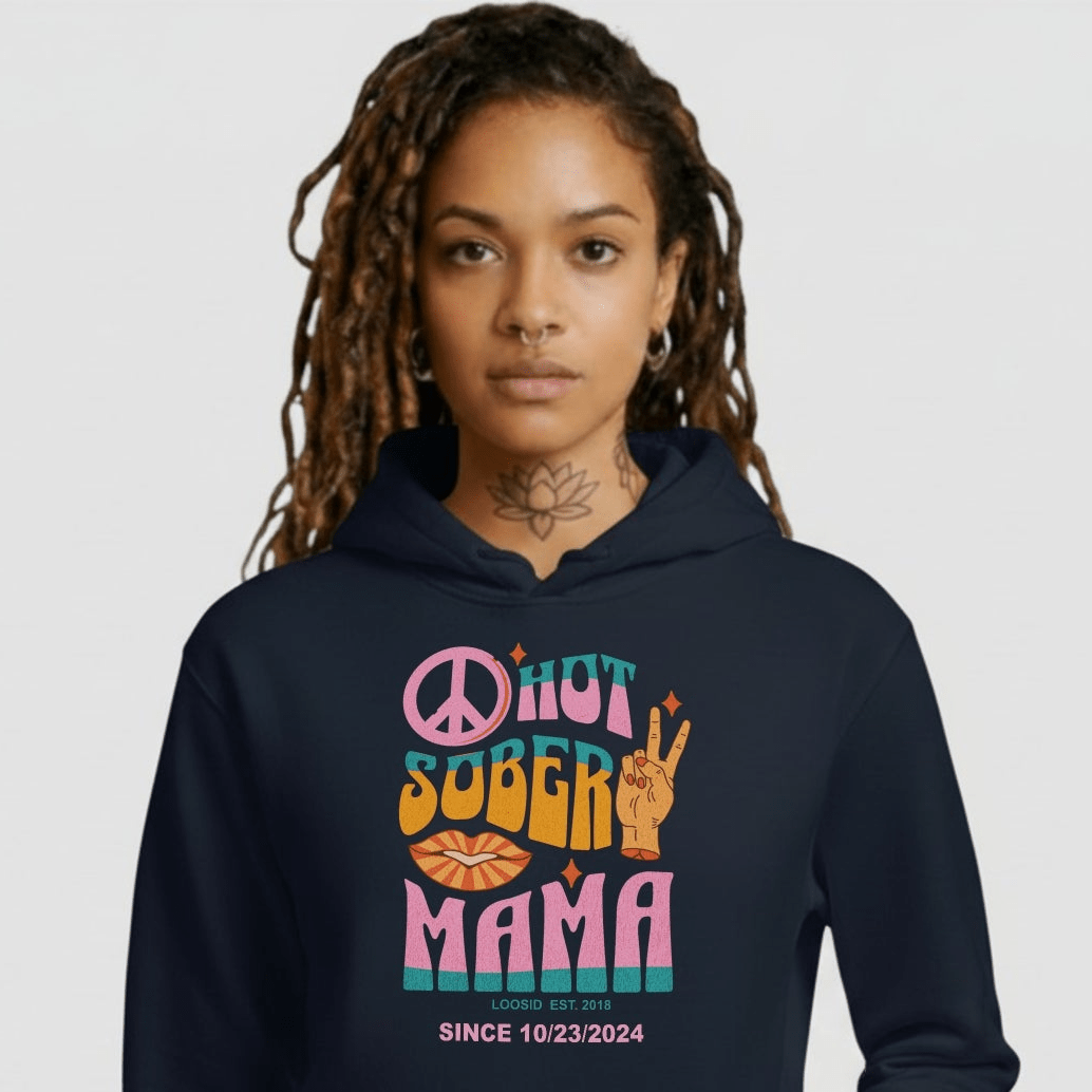 Hot Sober Mama Recovery Hoodie featuring the design (view 11)