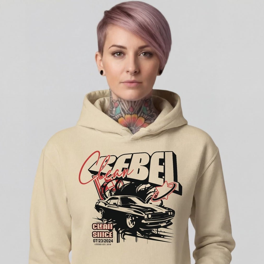 Loosid Clean Rebel Custom Recovery Date Recovery Hoodie featuring the design