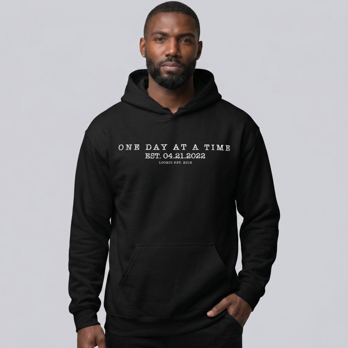 One Day At a Time Recovery Hoodie graphic detail (view 4)