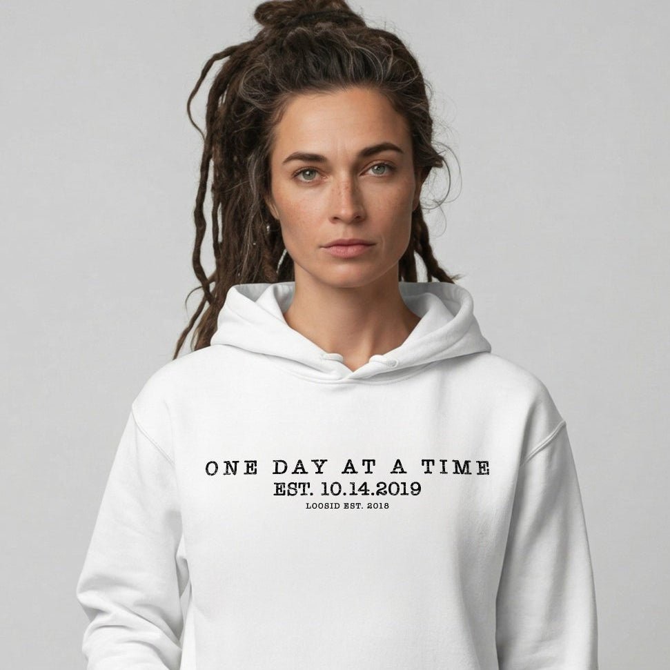 One Day At a Time Recovery Hoodie packaging detail (view 18)