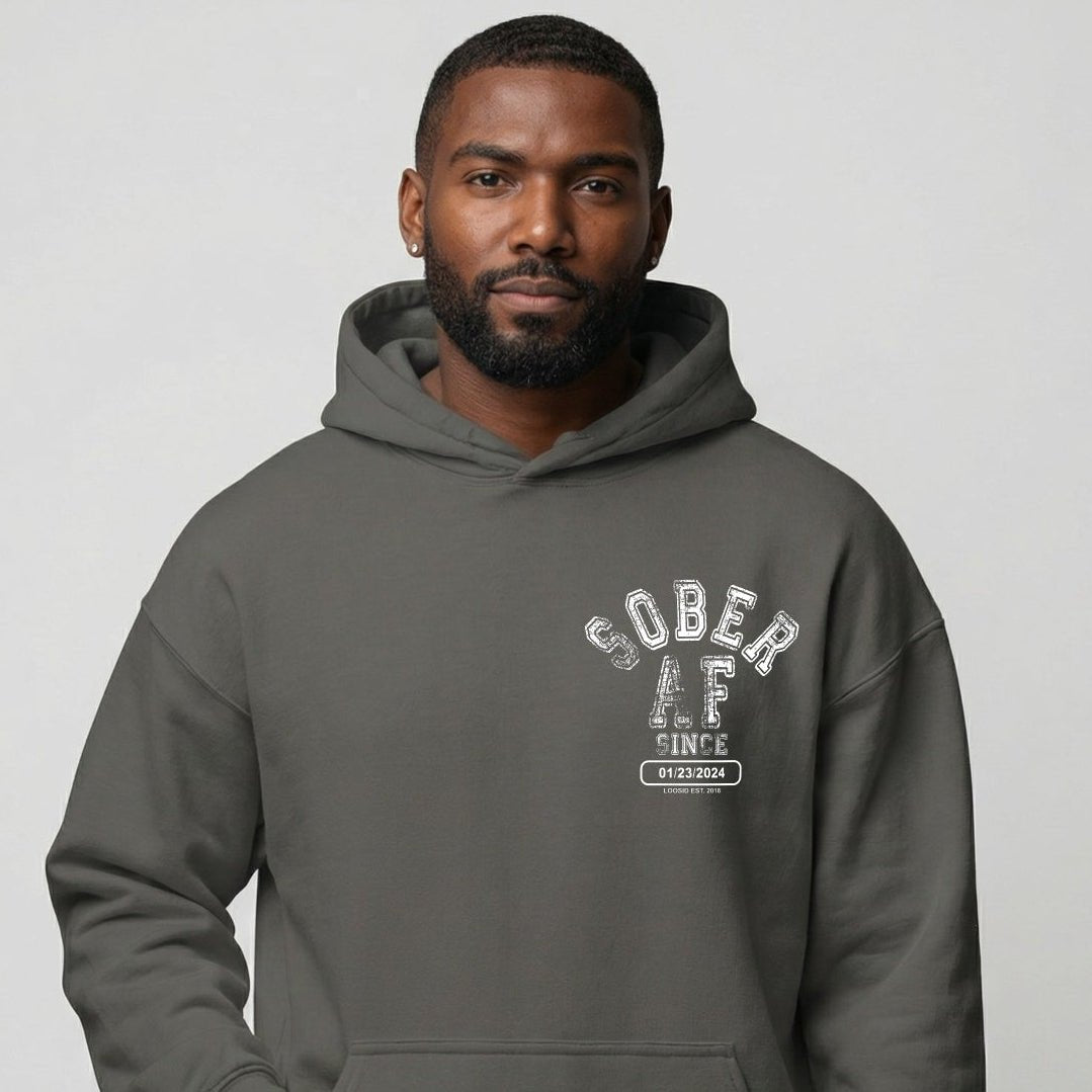 Sober AF Since Recovery Hoodie close-up view (view 32)