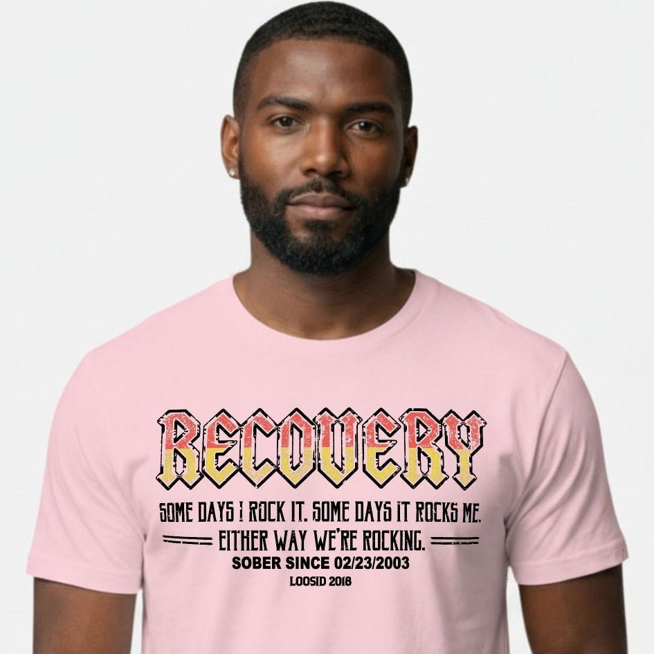Recovery Rock Sober T Shirt lifestyle view (view 25)