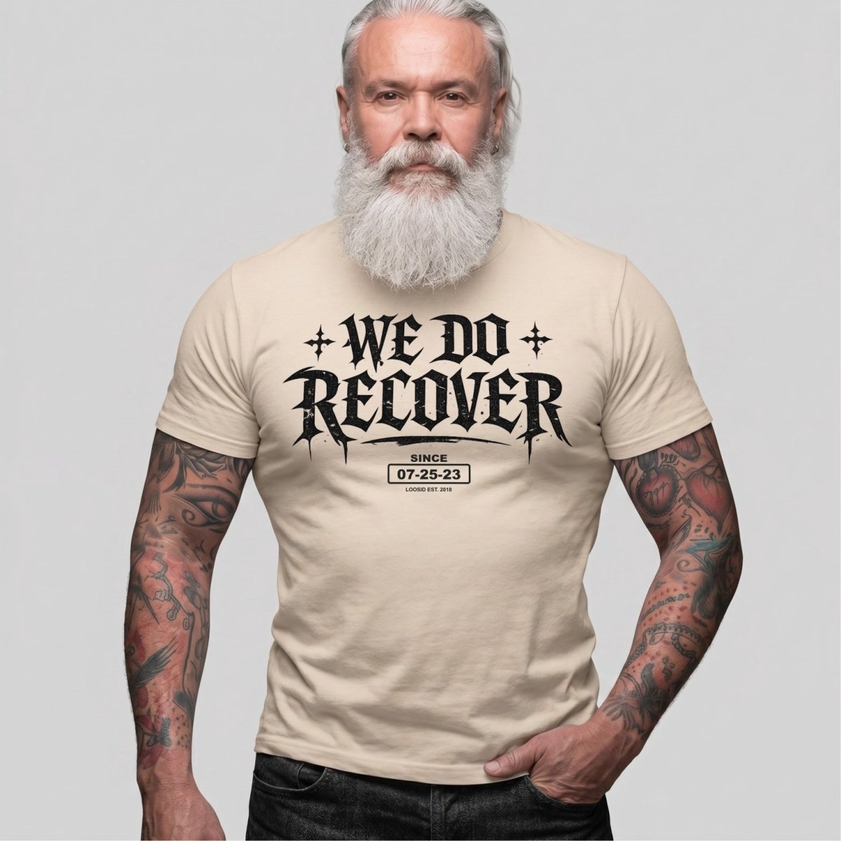 We Do Recover Sober T Shirt close-up view (view 22)