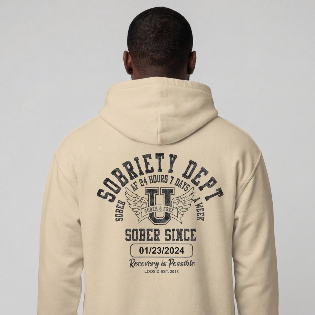 Sobriety Dept Recovery Hoodie lifestyle view (view 45)