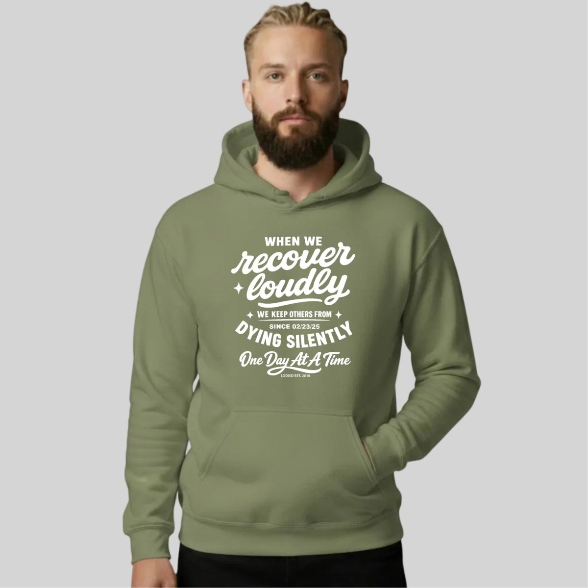 When we recover loudly Recovery Hoodie side view (view 16)