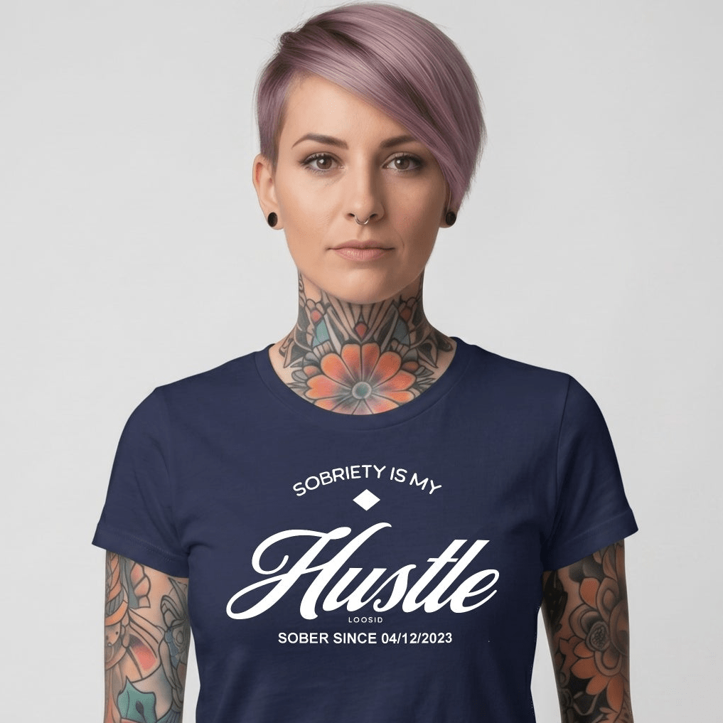 Sobriety is My Hustle Sober T Shirt side view (view 6)
