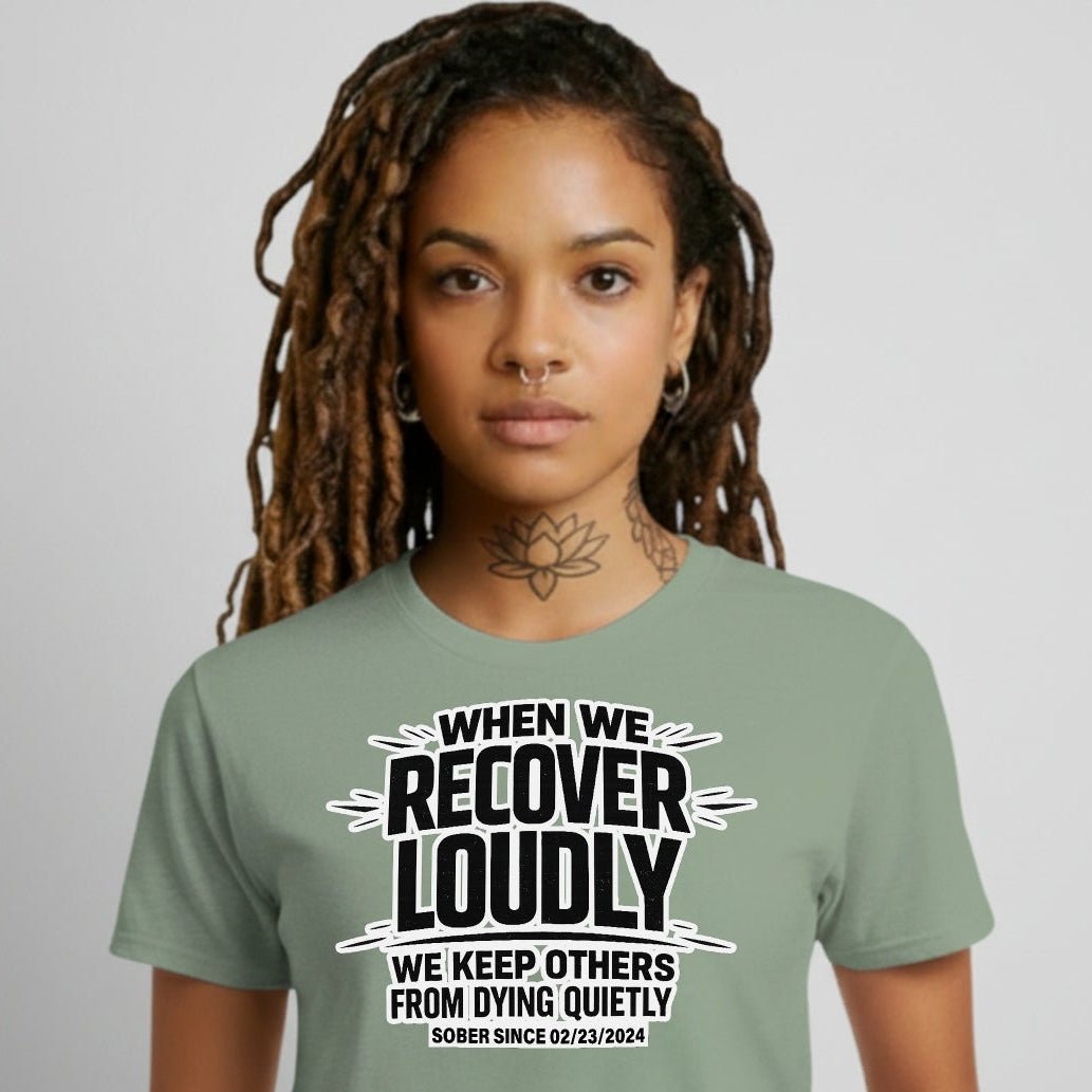 We Do Recover Sober T Shirt fit detail (view 9)