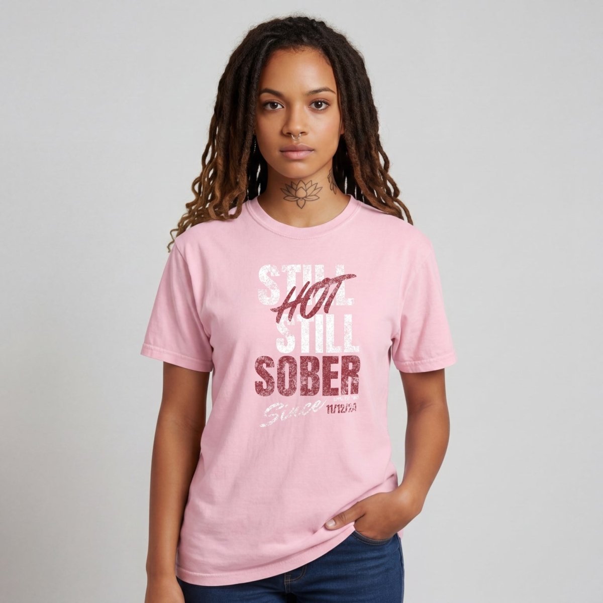 Still Hot Still Sober Women garment dyed Sober T Shirt packaging detail (view 28)