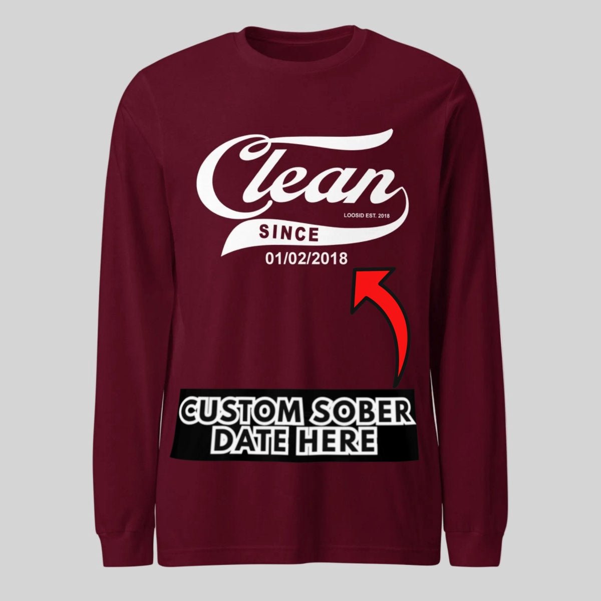 Clean Since Long Sleeve Sober T Shirt close-up view (view 12)