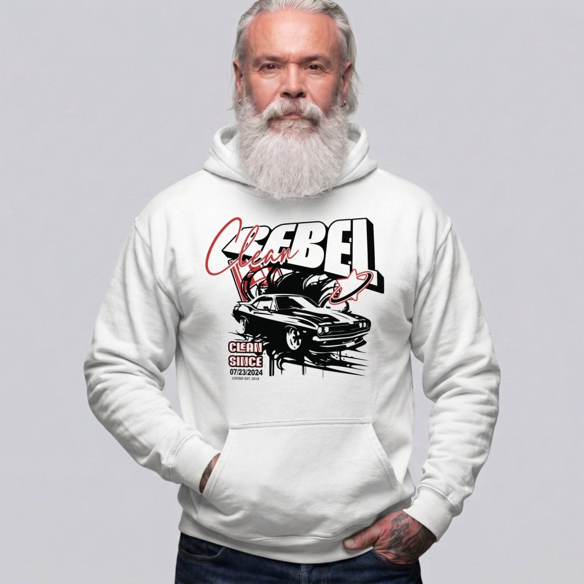 Clean Rebel Custom Recovery Date Recovery Hoodie graphic detail (view 4)
