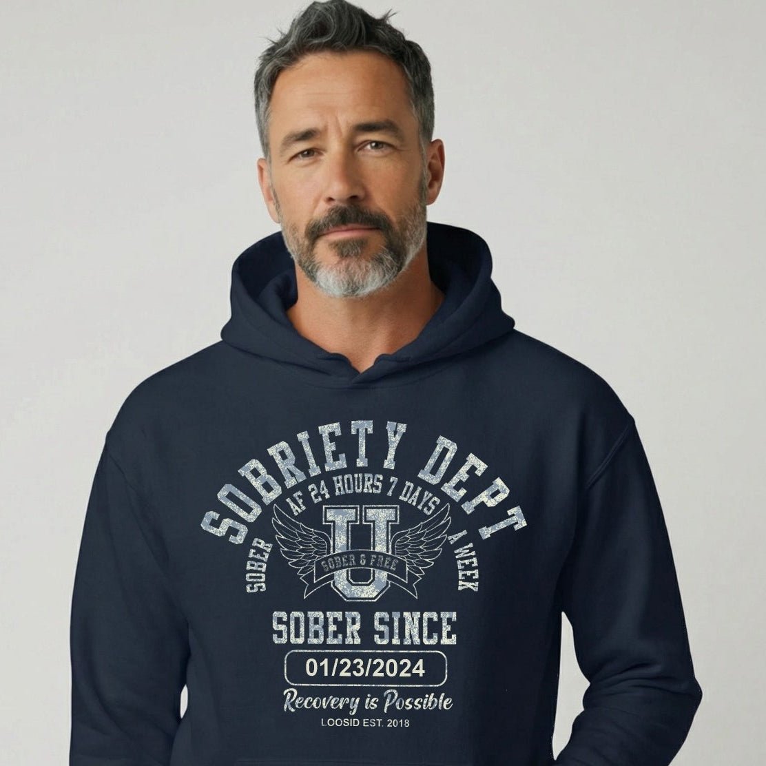 Sobriety Dept Recovery Hoodie lifestyle view (view 15)