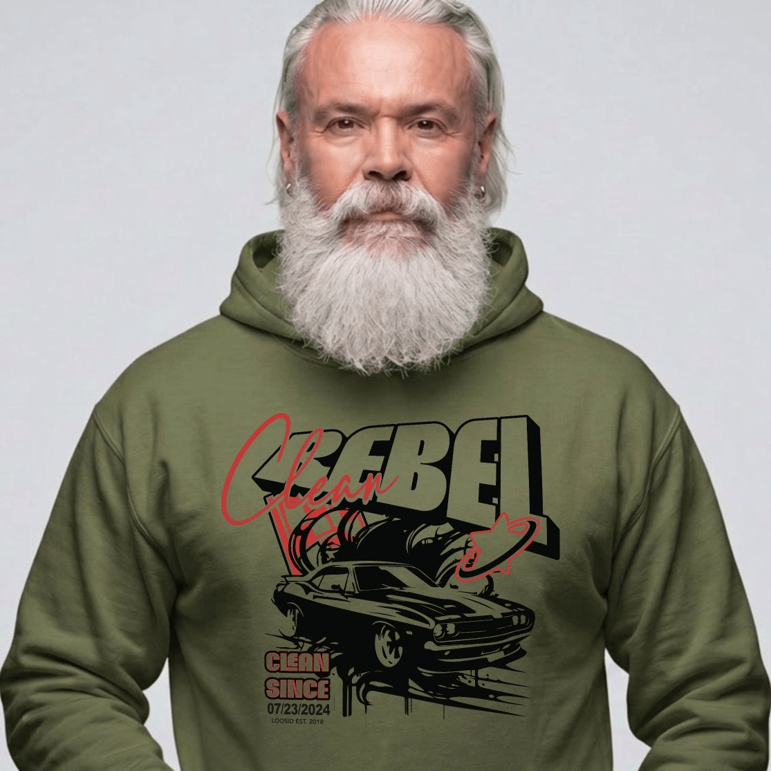 Clean Rebel Custom Recovery Date Recovery Hoodie side view (view 6)