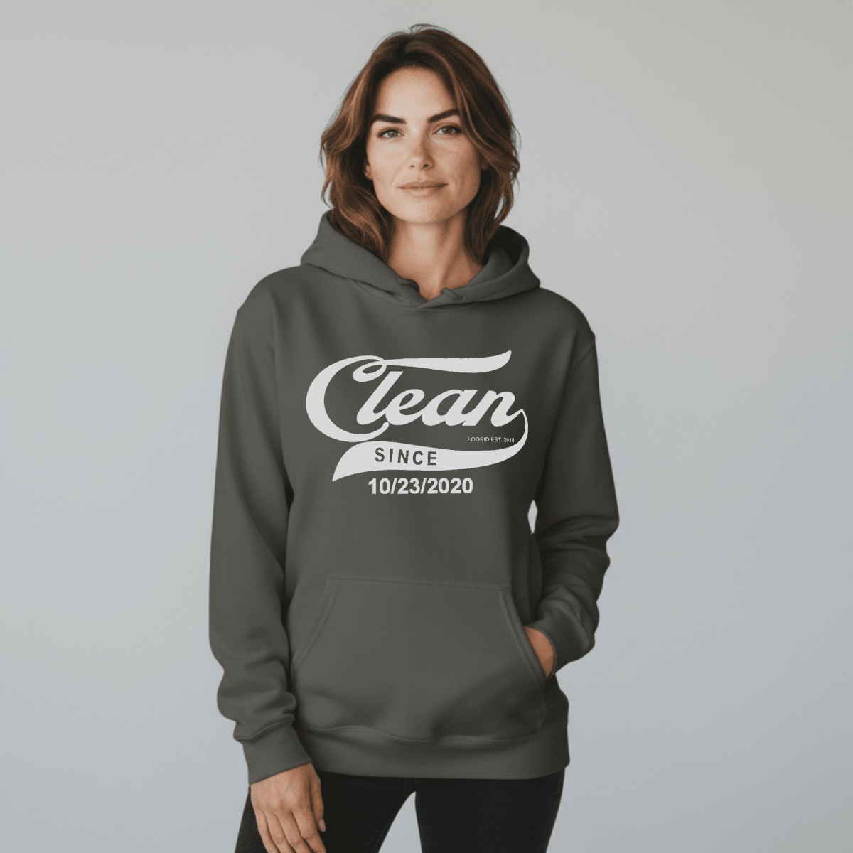 Clean Since Recovery Hoodie flat lay styled image (view 13)
