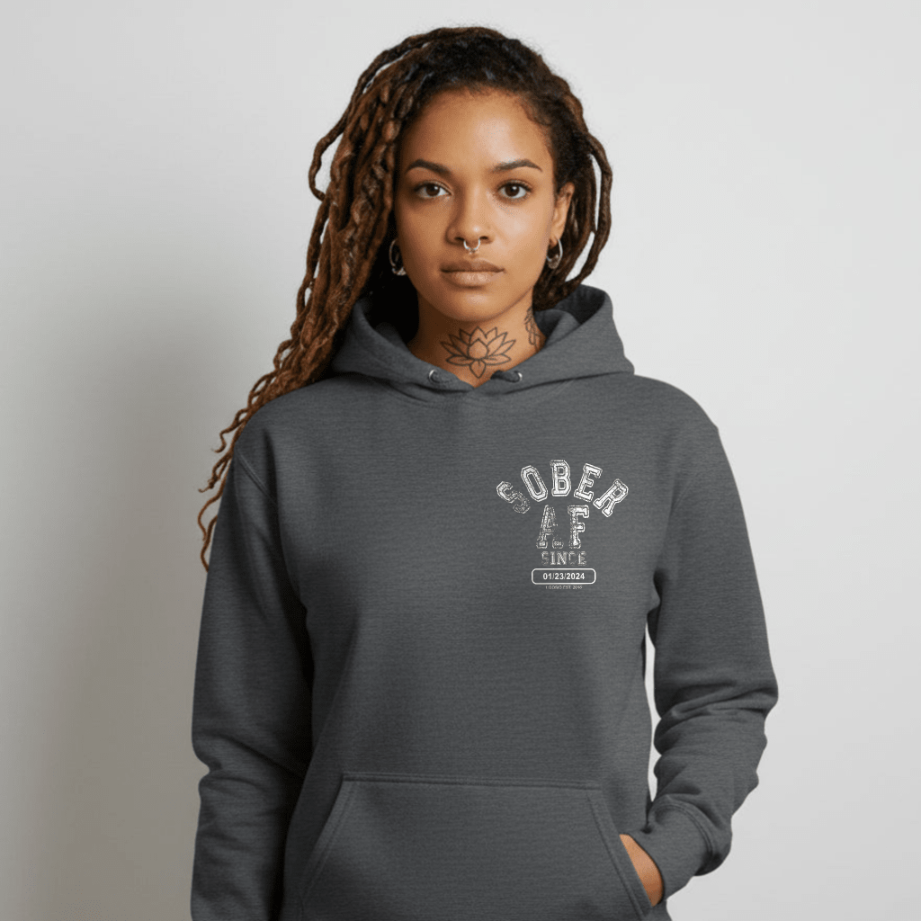Sober AF Recovery Hoodie graphic detail (view 14)