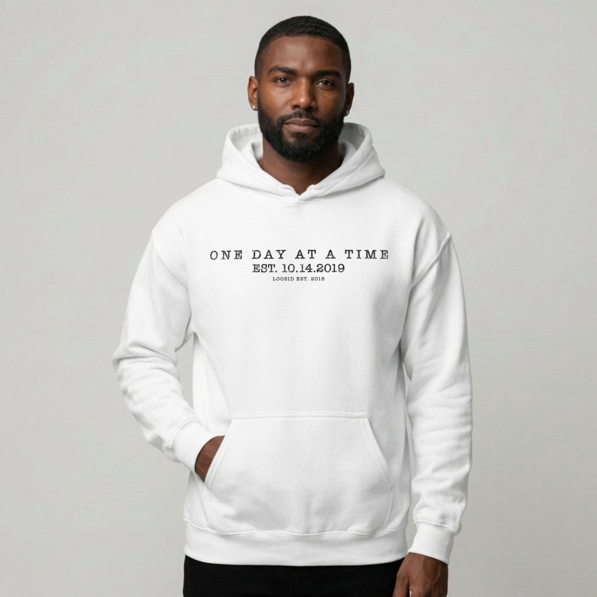 One Day At a Time Recovery Hoodie side view (view 16)