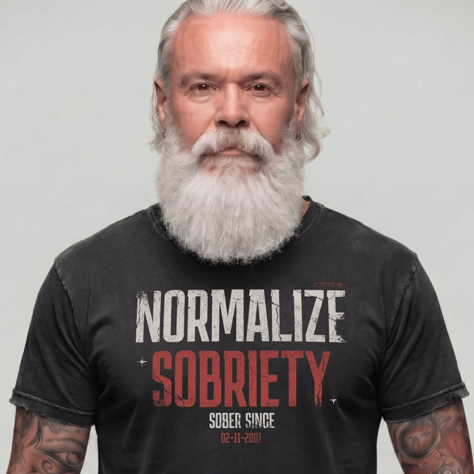 Washed Normalize Sobriety Unisex garment dyed Sober T Shirt close-up view (view 2)