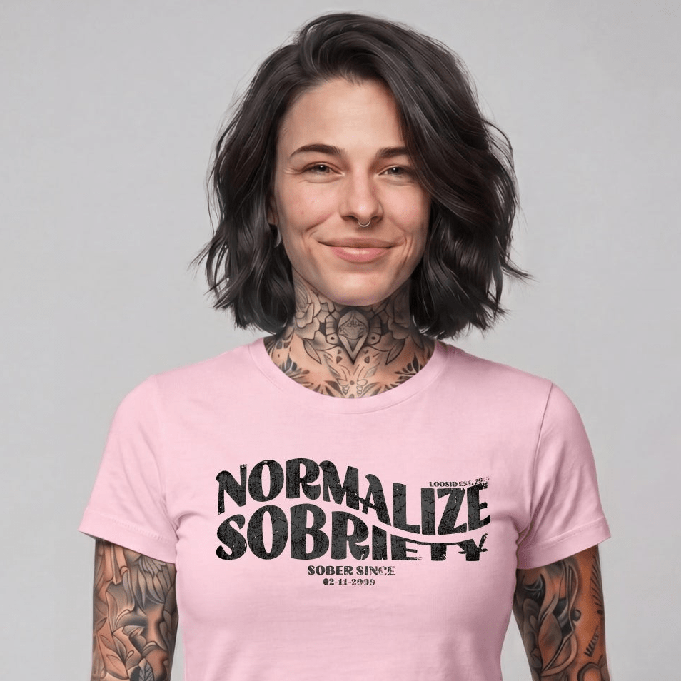Normalize Sobriety Women garment dyed Sober T Shirt back view (view 27)