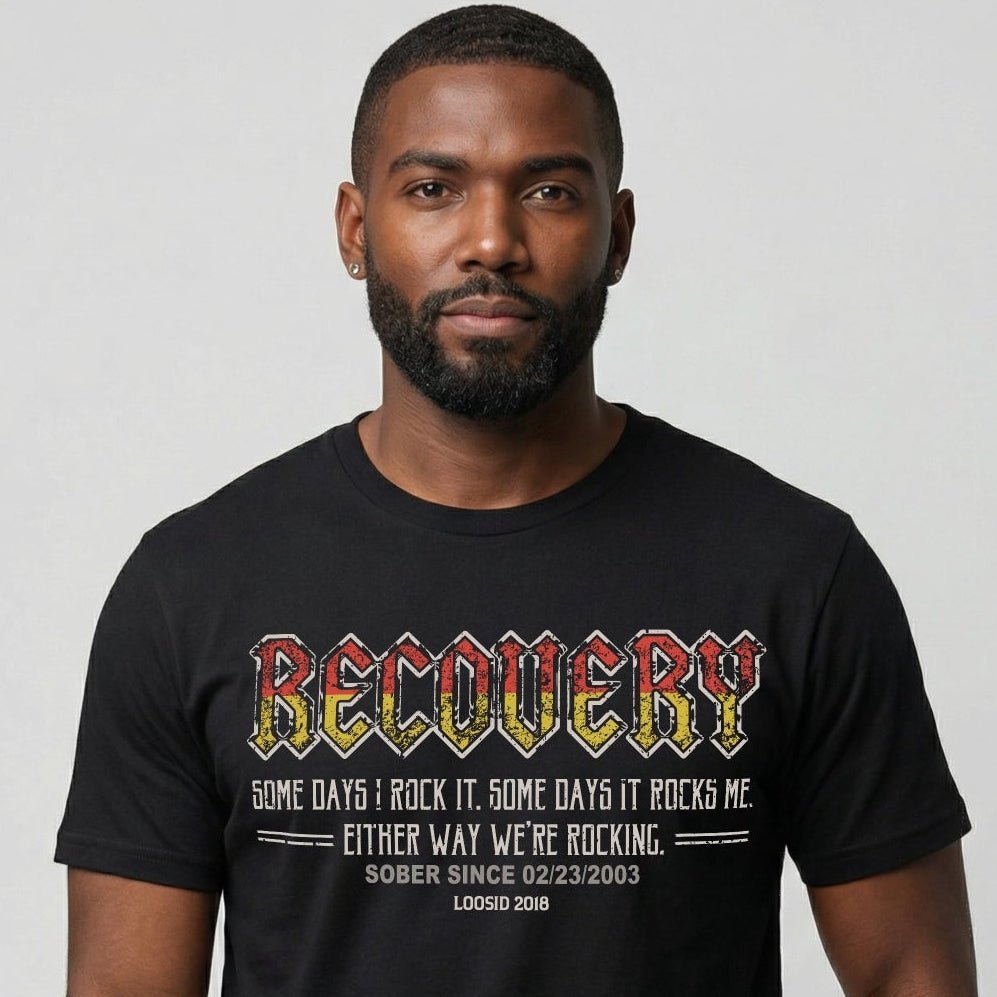 Loosid Recovery Rock Sober T Shirt featuring the design