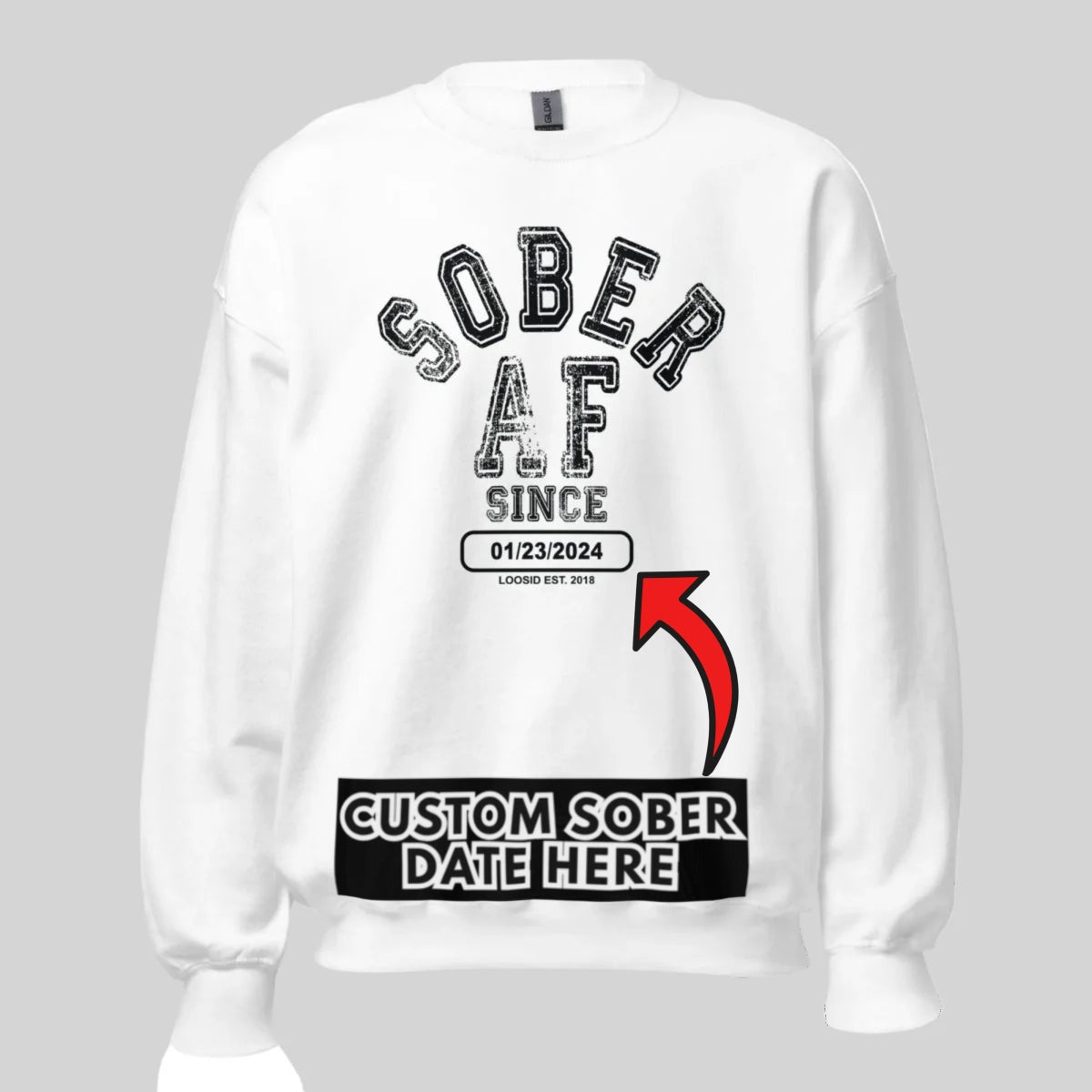 Sobriety Recovery Hoodie fit detail (view 19)