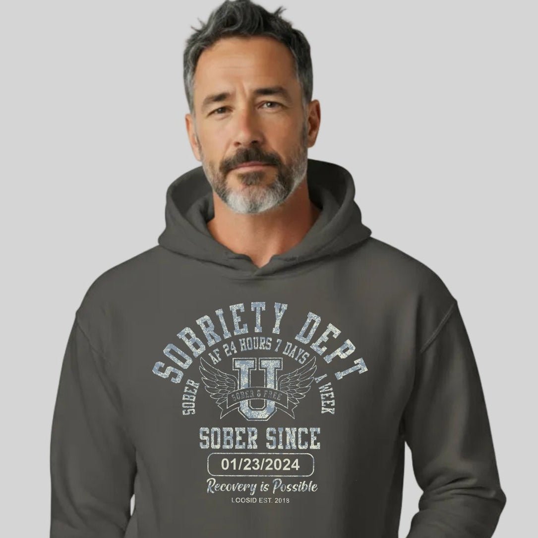 Sobriety Dept Recovery Hoodie graphic detail (view 24)
