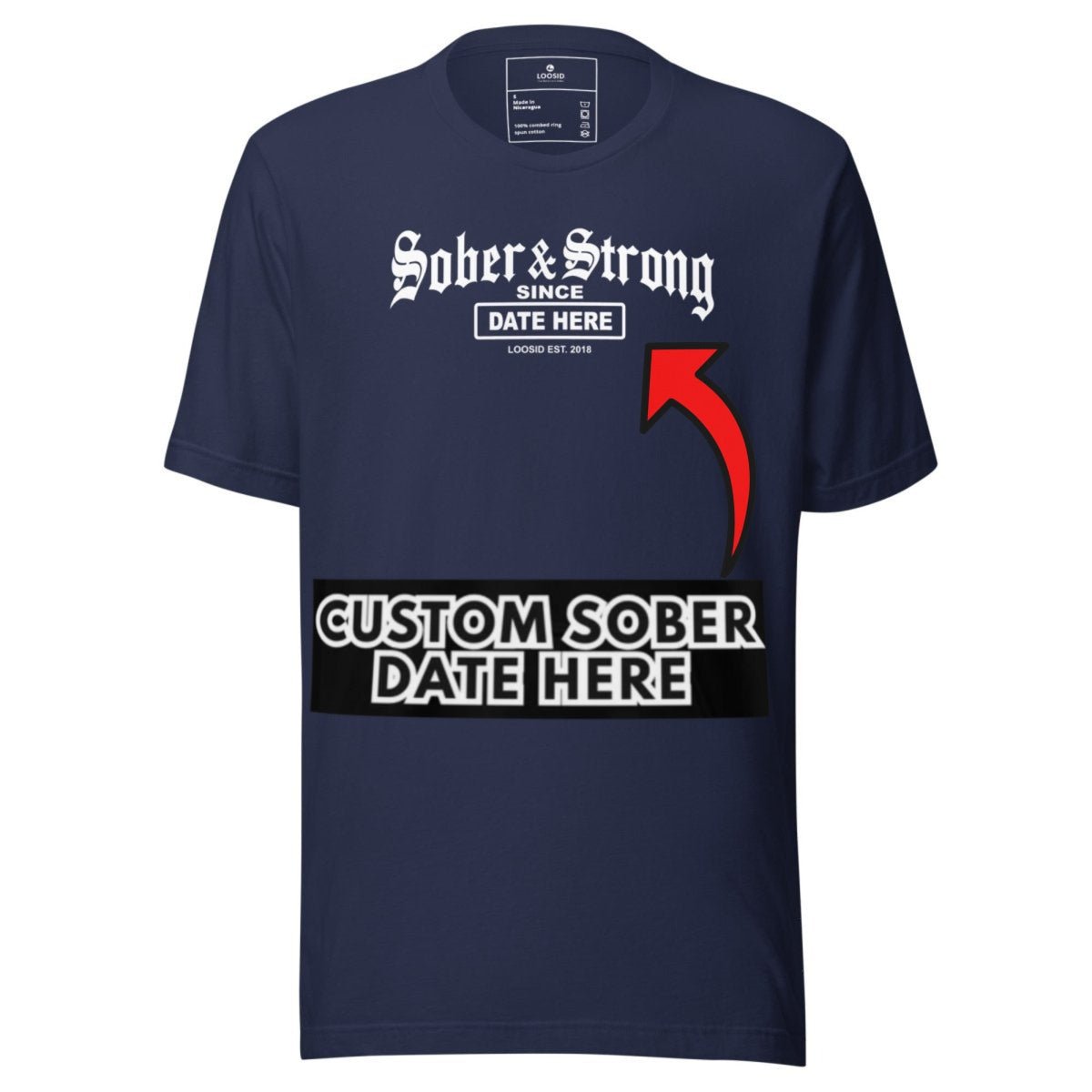Old School Sober & Strong Sober T Shirt close-up view (view 12)
