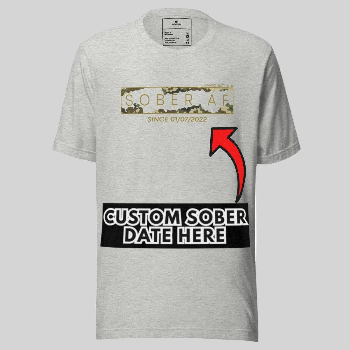 Sober AF Camo Sober T Shirt featuring the design (view 31)